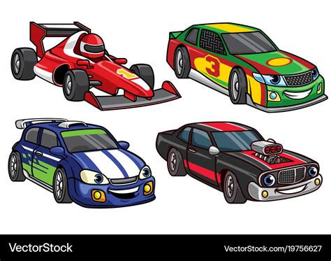 Cartoon Racing Cars Clipart Vector Collection Friendlystock