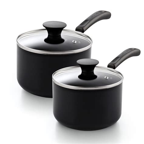 Cook N Home Nonstick Saucepan Set 1qt And 2qt With Glass Lid