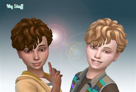 Mystufforigin Mid Curly Hai Retextured For Boys Sims 4 Hairs Sims
