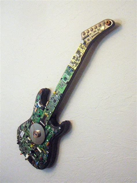 Techie Guitar Wall Art Recycled Repurposed Upcycled Computer