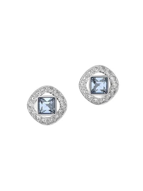 Swarovski Angelic Rhodium Plated Crystal Stud Earrings In Blue Lyst