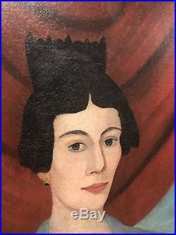 Rare Anerican Antique Folk Art Portrait Paintings From Art Museum In