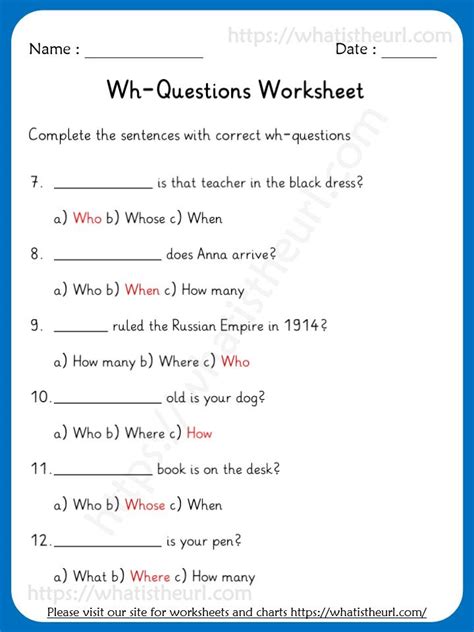 Wh Questions For Kids Worksheets 1st Grade Worksheets Wh Questions