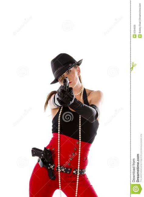 Pin Up Gangster Stock Image Image Of Isolated Brunette 5754535