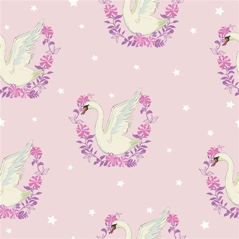 Premium Vector Seamless Pattern With White Swans