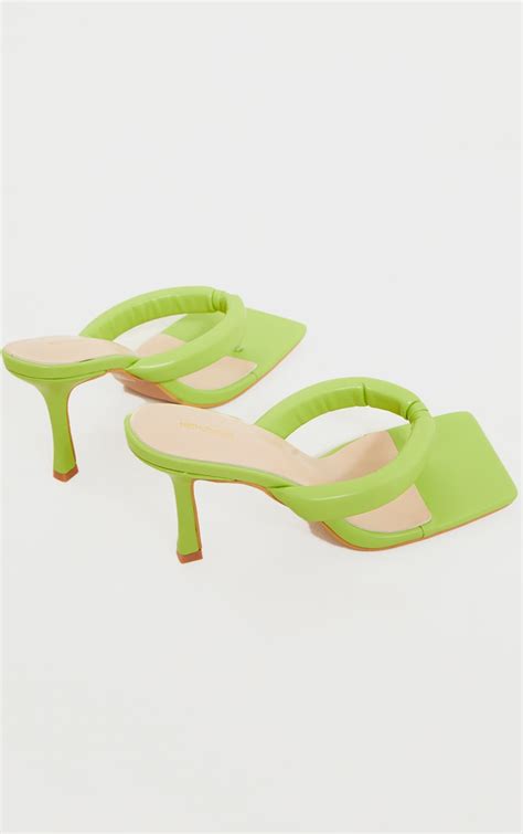 Lime Pu Tube Toe Thong Mid Heels Footwear Prettylittlething Aus