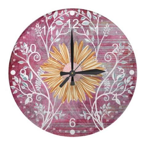 Beautiful Daisy Flower Distressed Floral Chic Wallclock Floral Wall