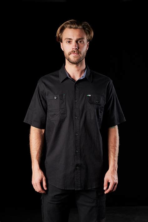 fxd men s ssh 1 short sleeve work shirt black totally workwear