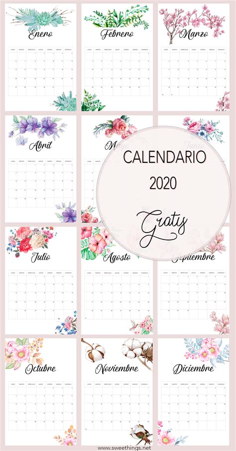 Calendarios 2020 Gratis Para Descargar • My Sweet Things