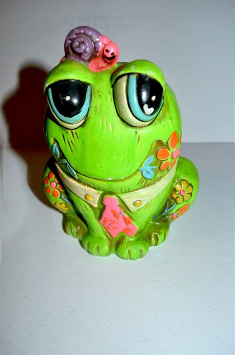 Vintage Green Fancy Frog Piggy Bank By Happy Holiday Fair Osl Japan