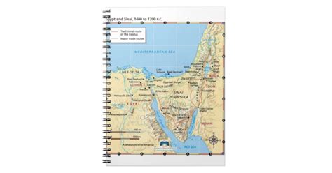 Map Of Moses Exodus Egypt And Sinai 1400 To 1200 B Notebook