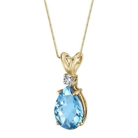 Swiss Blue Topaz And Diamond Pendant Necklace In 14k Gold R149237y