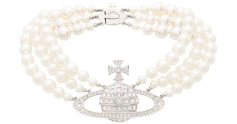 Vivienne Westwood Three Row Pearl Bas Relief Choker In White Lyst