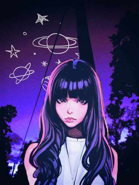 Aesthetic Purple Anime Girl Icon Fotodtp