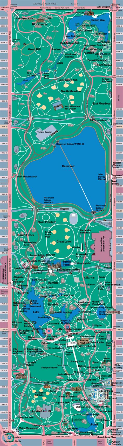 Central Park Map Printable Version