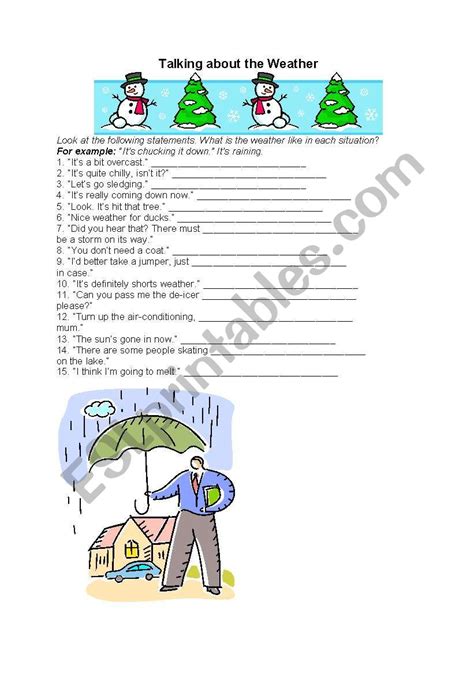 Talking About The Weather Esl Worksheet By Adela