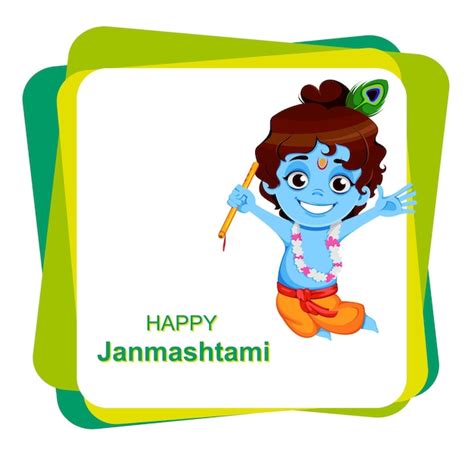 Premium Vector Happy Krishna Janmashtami Little Lord Krishna