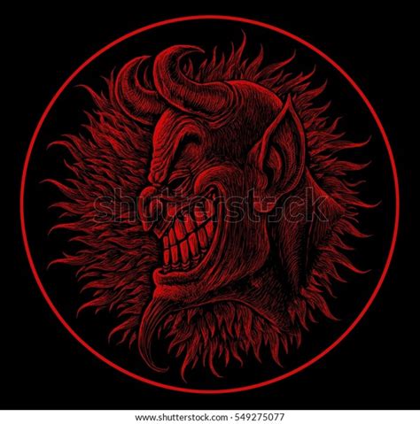 Angry Devil Head Demon Satan Fire Stock Illustration 549275077