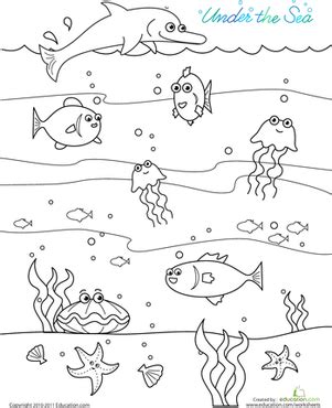 Water coloring pages conservation free printable realistic. Under the Sea: Color the Sea Creatures | Worksheet ...