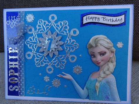Disney Frozen Girls Personalised Hand Made Birthday Card Carte Enfant