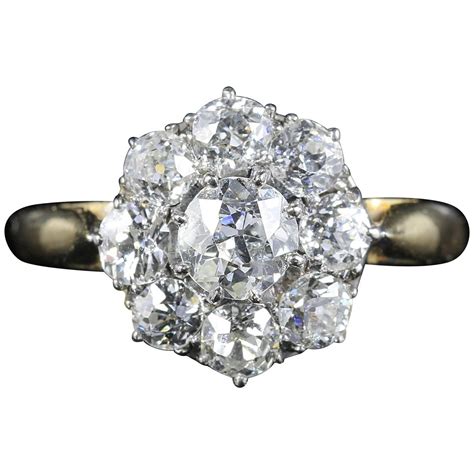 Antique Victorian Diamond Cluster Ring Circa 1880 140 Carat Of