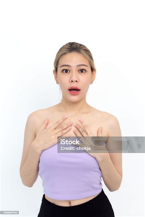 Young Asian Woman Shocked Expression Speechless Impressed Standing