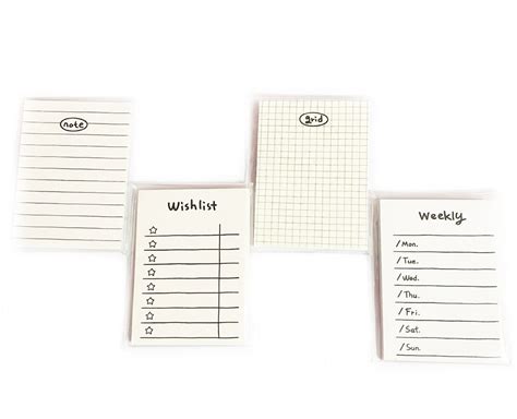 Weekly Plan Sticky Notes Wishlist Grid Memo Pad Checklist Notes