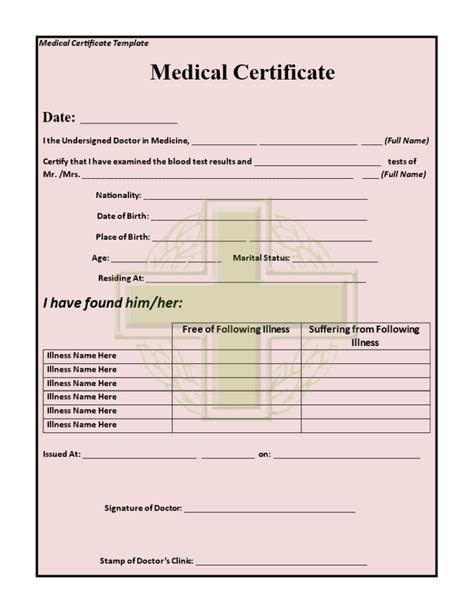 Medical Certificate Template Templates At In Fit To Fly Certificate