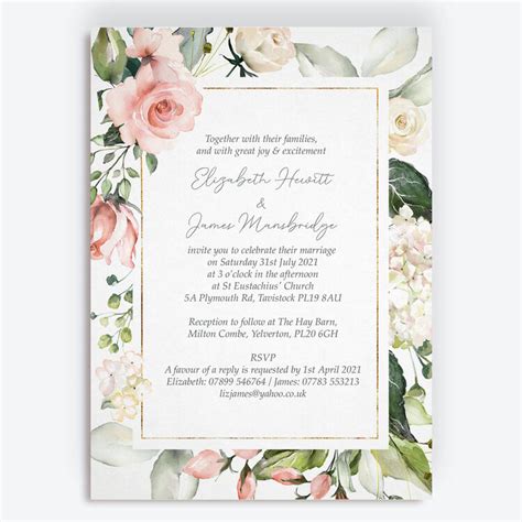 Blush And Gold Geometric Floral Wedding Invitation From £100 Each