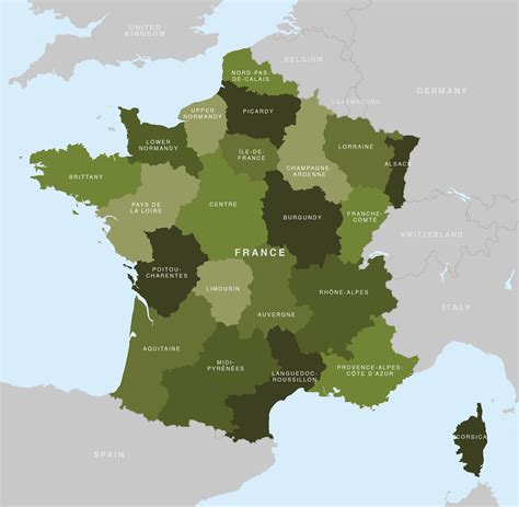 Map Of France French Regions Royalty Free Editable Base Map