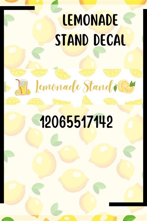 Bloxburg Decal Lemonade Stand Lemonade Stand Bloxburg Decal Codes