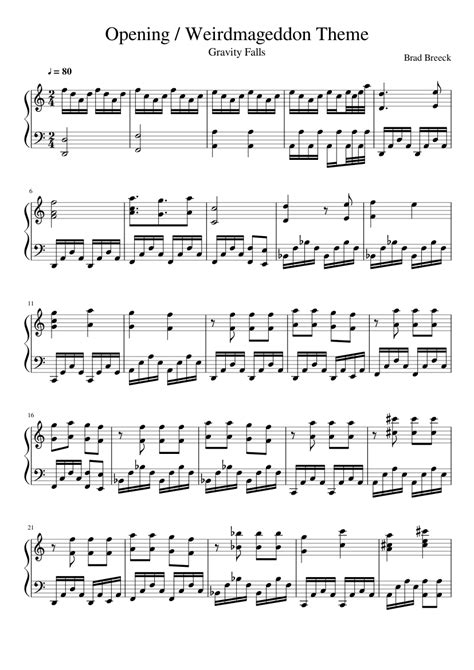 Print and download gravity falls (main title) sheet music from gravity falls arranged for piano. Gravity Falls - Opening Theme And Weirdmageddon Opening ...