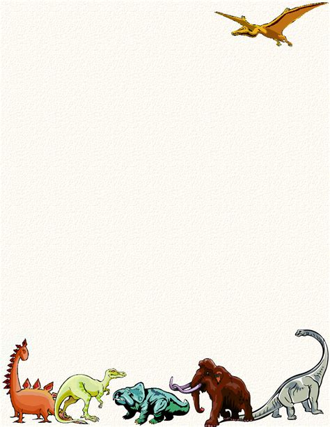 Dinosaur Stationary Borders For Paper Stationery Paper