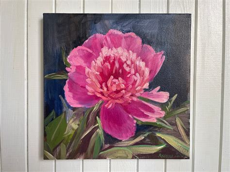 Peony Oil Painting Pink Peony Flowers Oil Painting Picture Etsy