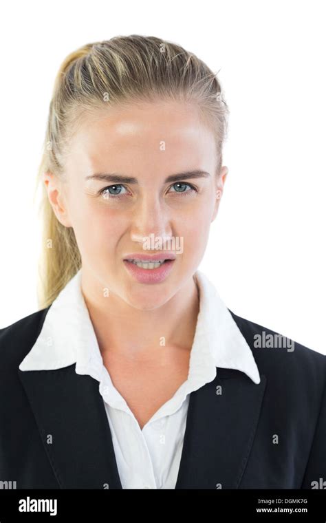 Portrait Of Irritated Young Businesswoman Stock Photo Alamy