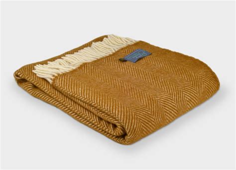 The British Blanket Company Mustard Yellow Wool Throw