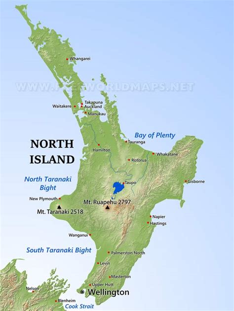 Physical Map Of New Zealand North Island