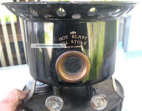 1910 s antique heater by gsw hot blast oil stove tin sad iron canada camping