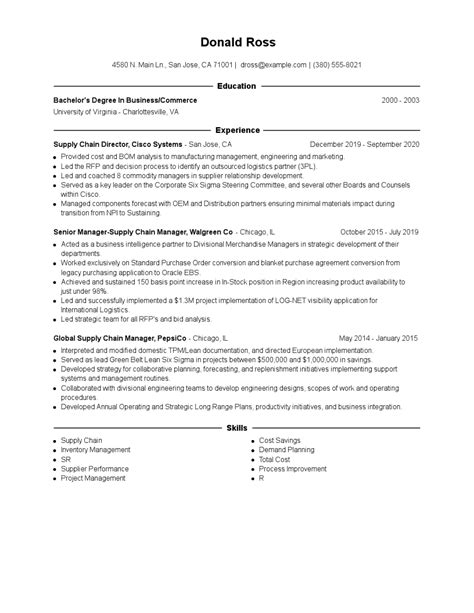 Supply Chain Director Resume Examples And Tips Zippia