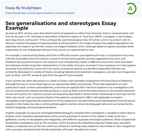 Sex Generalisations And Stereotypes Essay Example