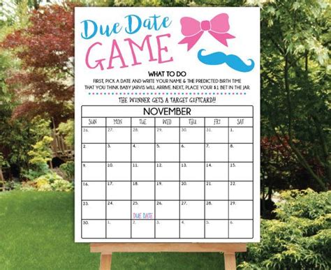 We are using two methods in our due date calculator; Due Date Game Printable Poster File, PDF Printable, Gender ...