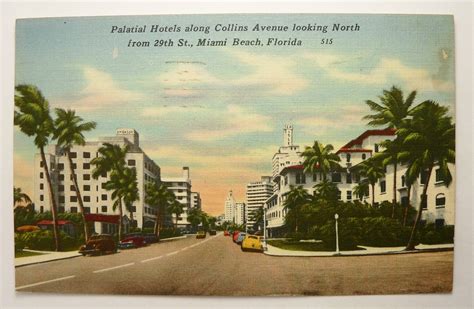 Vintage Miami Beach Florida Postcard Linen Color Postcard Etsy