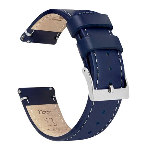 Navy Blue Leather Watch Band Quick Release Watch Strap Barton
