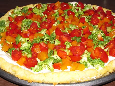 Gluten Free Fresh Veggie Pizza With Cream Cheese Filling Vegetable