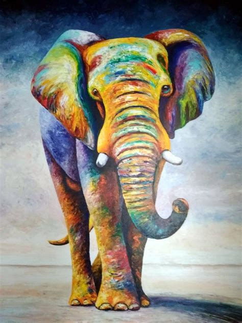 Elephant Acrylic Painting Canvas Painting Elephant Etsy