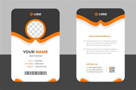 Modern And Clean Business Id Card Template Professional Id Card Design Template With Orange