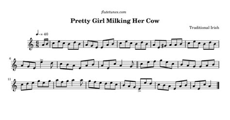 pretty girl milking her cow trad irish free flute sheet music