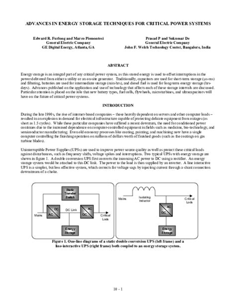 Advances In Energy Storage Techniques For Critical Power Systems Avi Sh