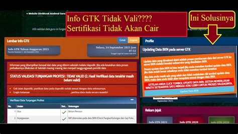 Solusi Info Gtk Tidak Valid Update Data Bkn Terbaru Periode Juli Desember Youtube