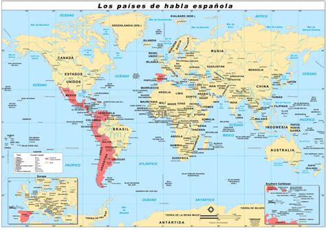 World Spanish Speaking Countries Wall Map The Map Shop